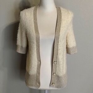 DECREE Cream/Gold Fleck Cardigan Soft Sweater Size XL